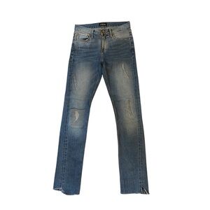 STROM Nio Selvedge High Rise Skinny Jeans Distressed Stitched Blue Womens 25
